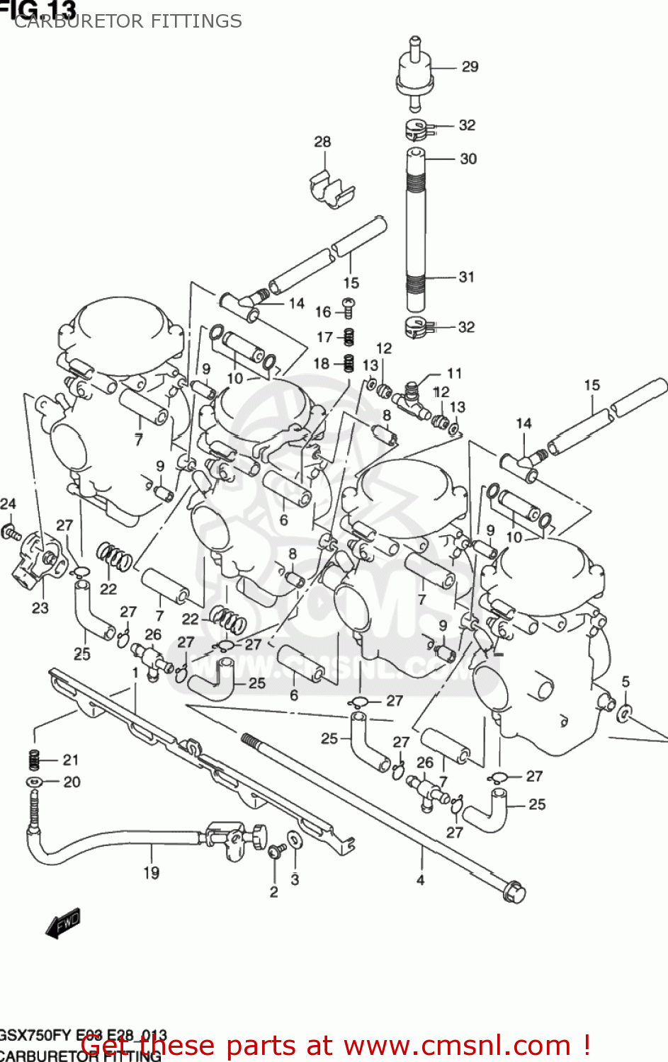 CARBURETOR FITTINGS GSX750F KATANA 2002 (K2) USA (E03)