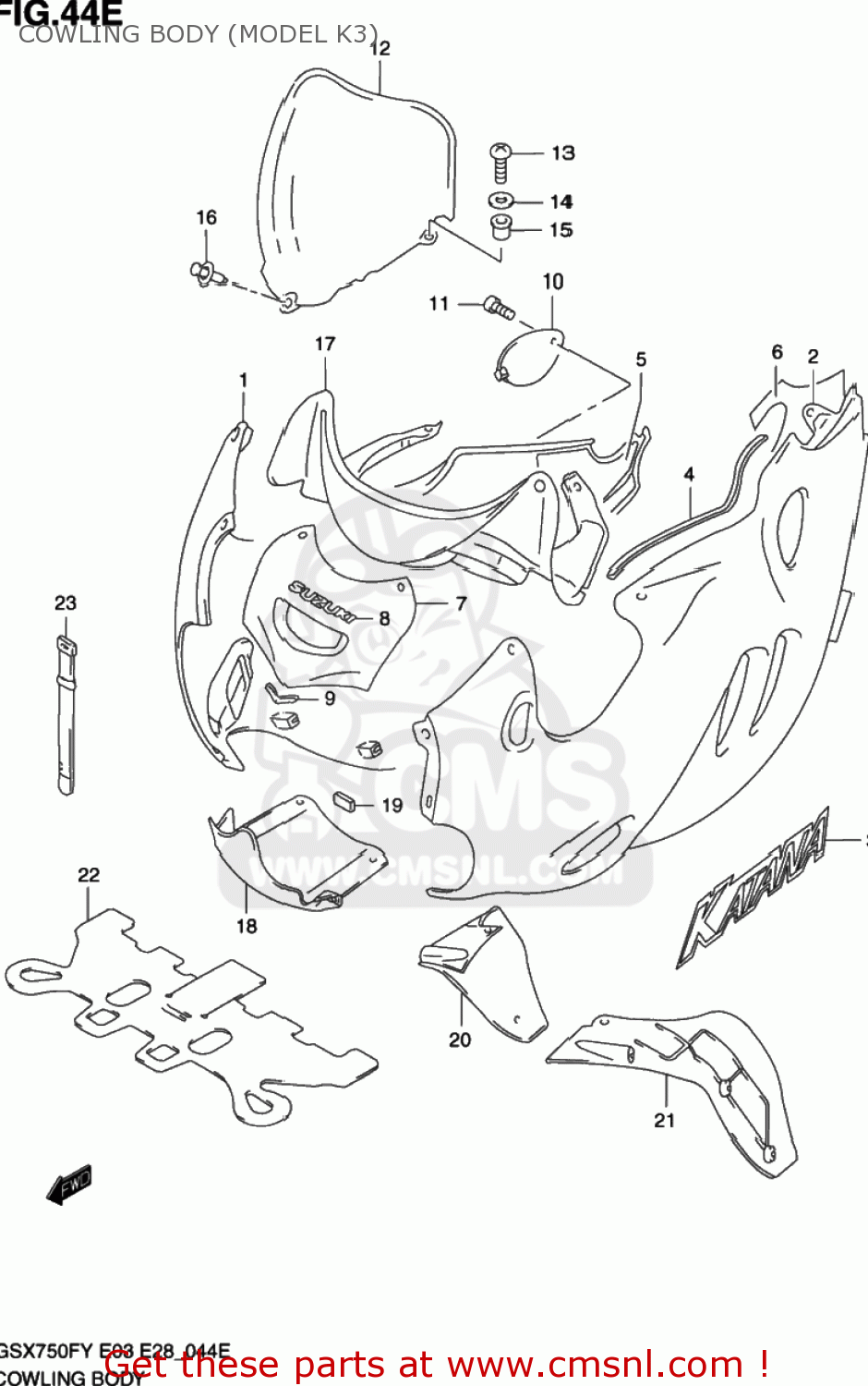 COWLING BODY (MODEL K3) GSX750F KATANA 2002 (K2) USA (E03)