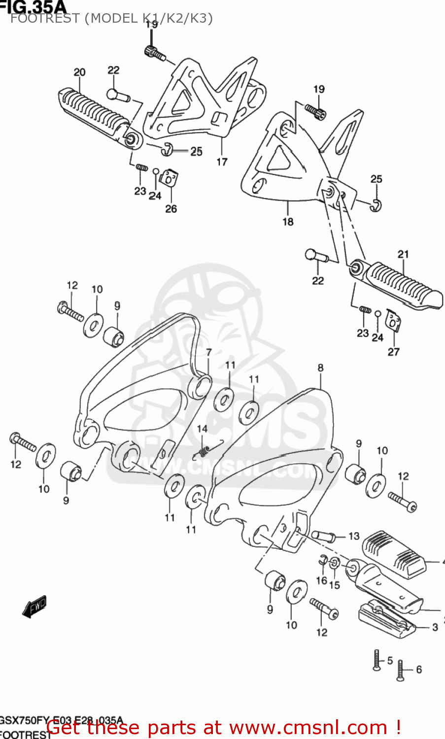 FOOTREST (MODEL K1/K2/K3) GSX750F KATANA 2002 (K2) USA (E03)