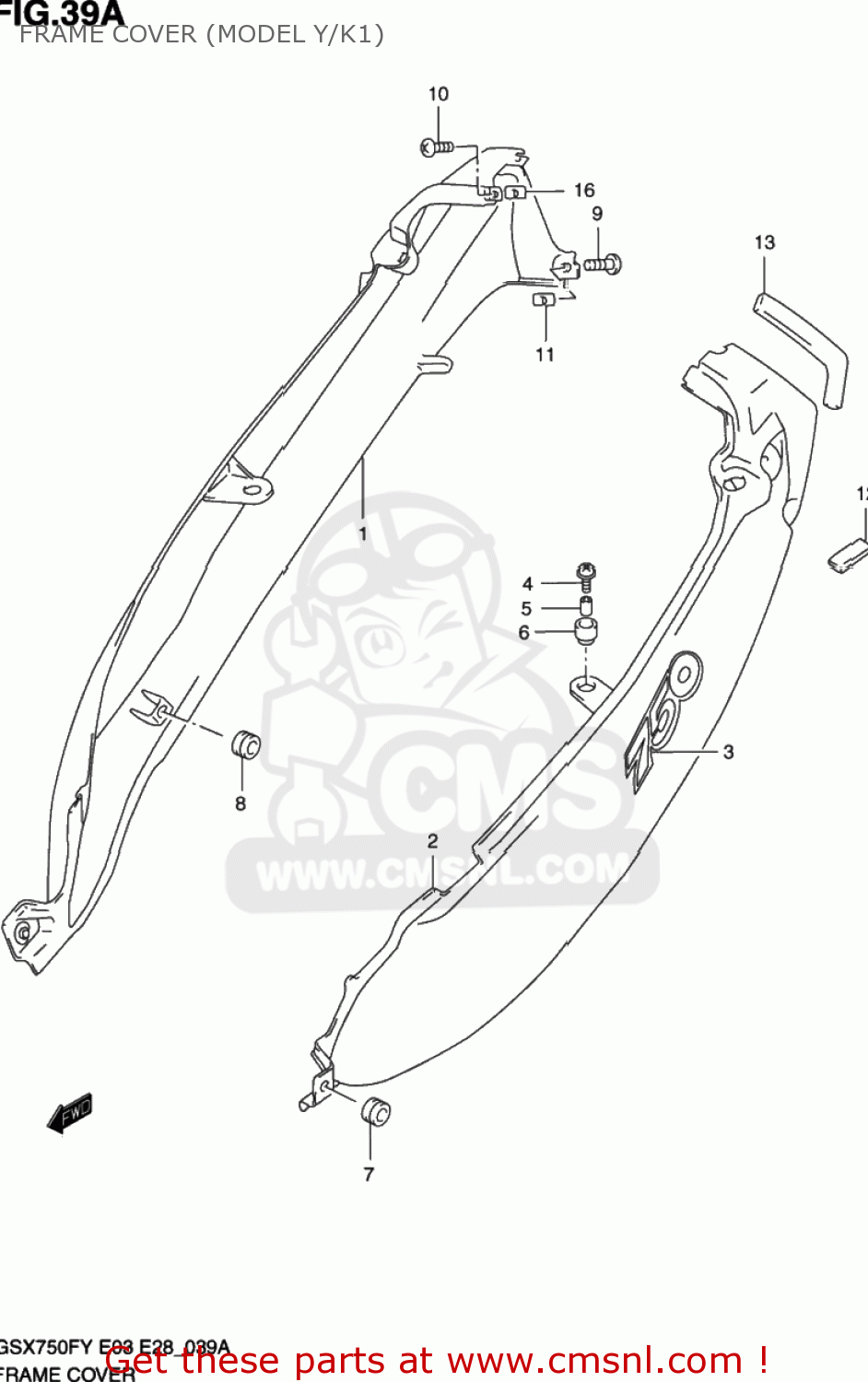 FRAME COVER (MODEL Y/K1) GSX750F KATANA 2002 (K2) USA (E03)