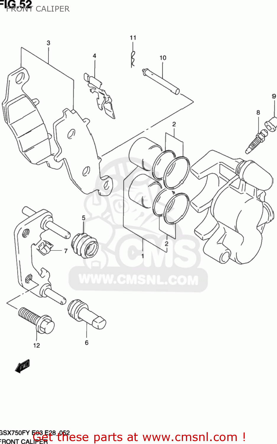 FRONT CALIPER GSX750F KATANA 2002 (K2) USA (E03)