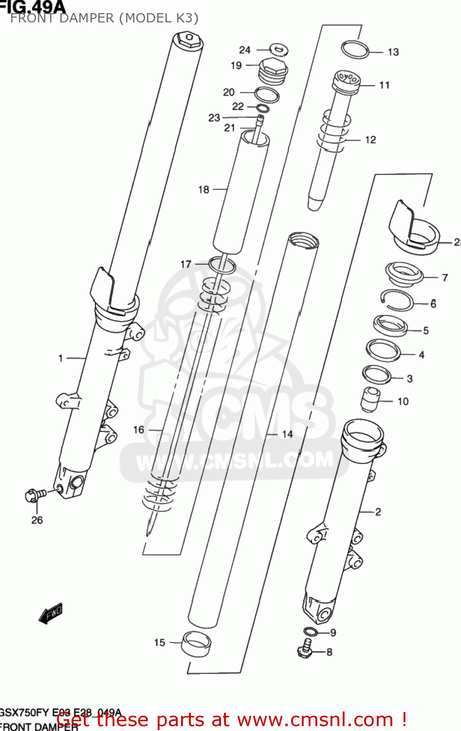 FRONT DAMPER (MODEL K3) GSX750F KATANA 2002 (K2) USA (E03)