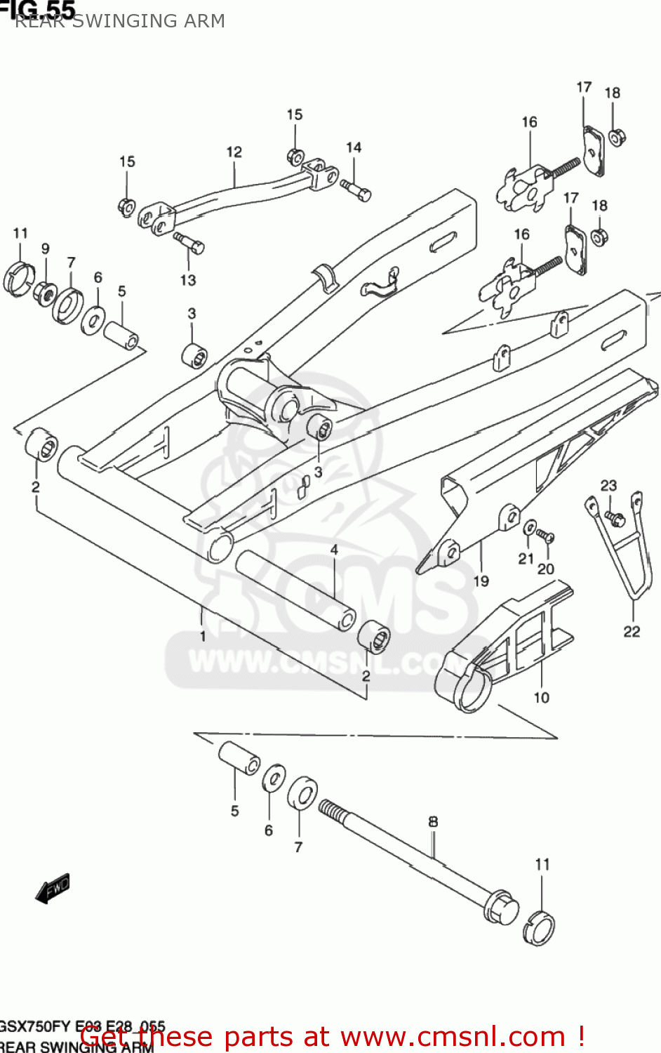 REAR SWINGING ARM GSX750F KATANA 2002 (K2) USA (E03)