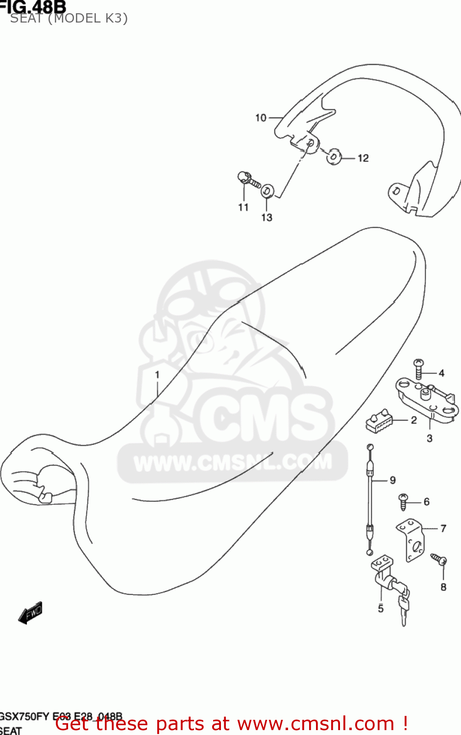 SEAT (MODEL K3) GSX750F KATANA 2002 (K2) USA (E03)