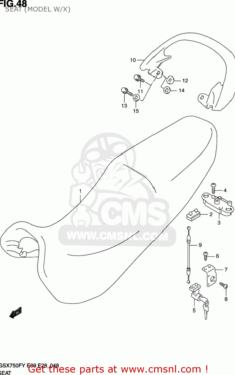 SEAT (MODEL W/X) GSX750F KATANA 2002 (K2) USA (E03)