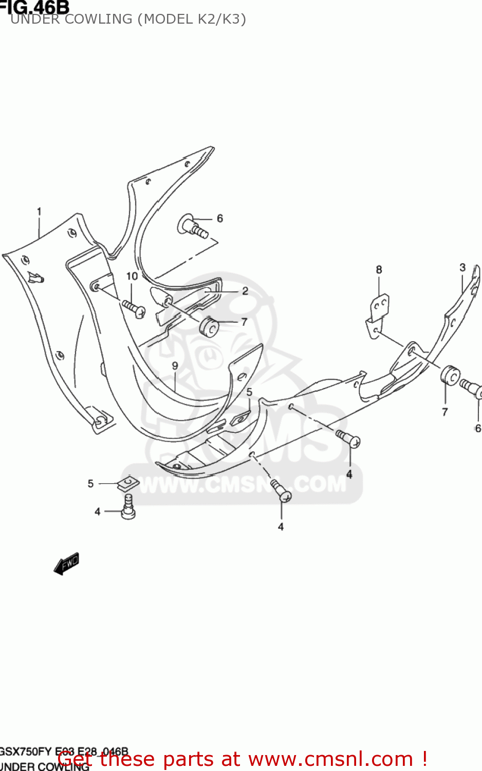 UNDER COWLING (MODEL K2/K3) GSX750F KATANA 2002 (K2) USA (E03)