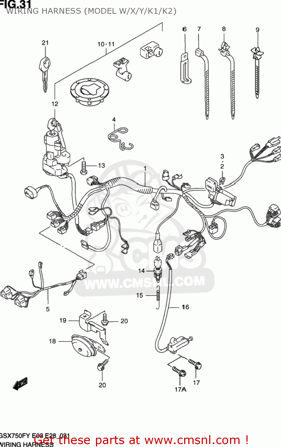 WIRING HARNESS (MODEL W/X/Y/K1/K2) GSX750F KATANA 2002 (K2) USA (E03)