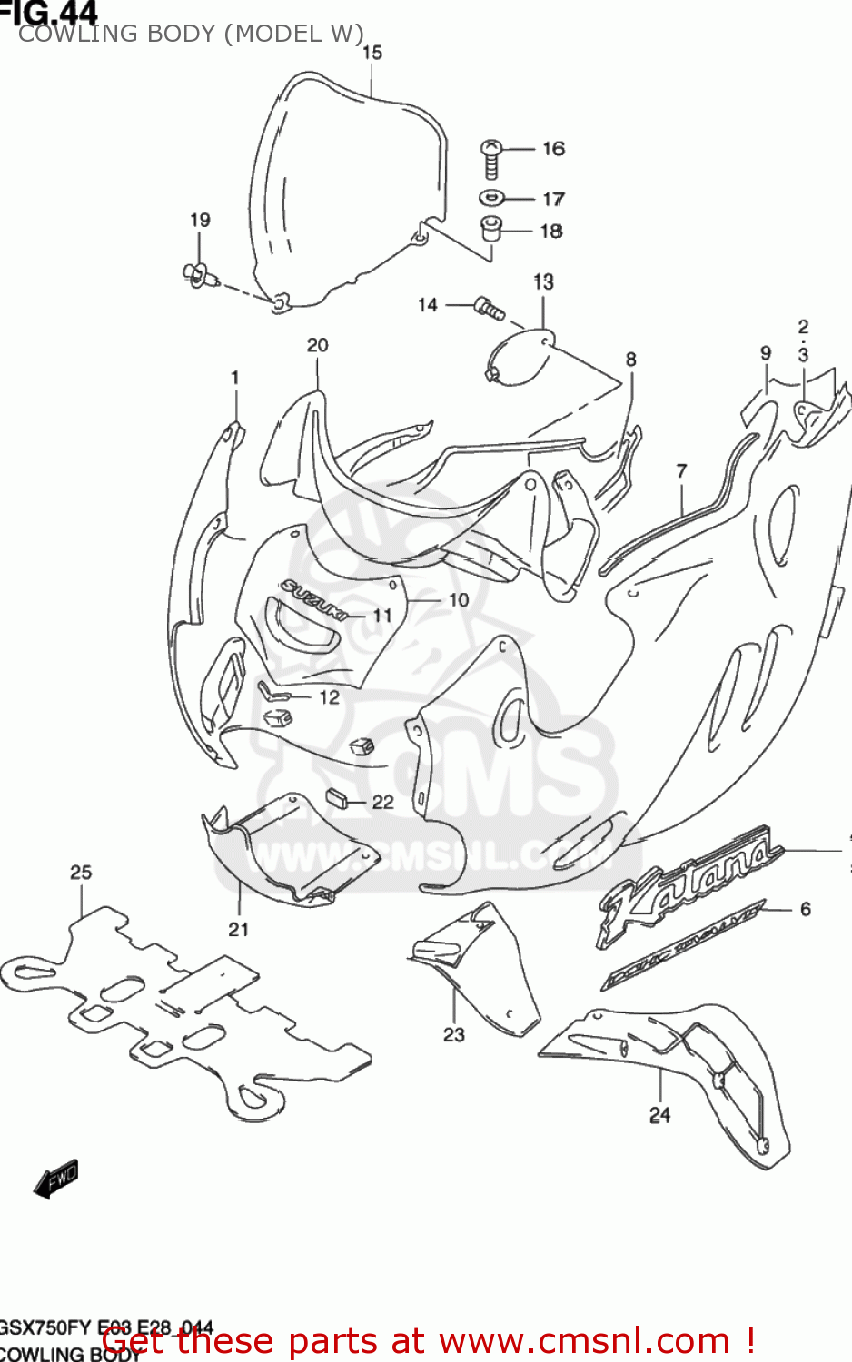 COWLING BODY (MODEL W) GSX750F KATANA 2003 (K3) USA (E03)
