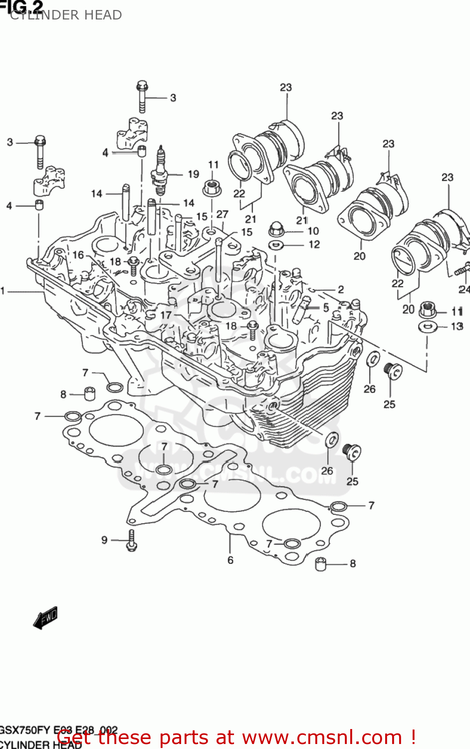 CYLINDER HEAD GSX750F KATANA 2003 (K3) USA (E03)