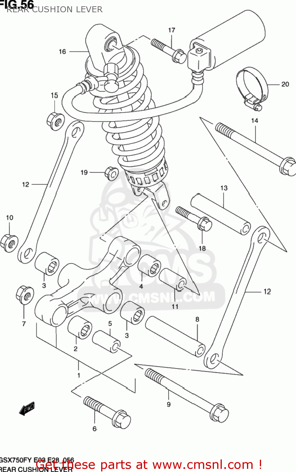 REAR CUSHION LEVER GSX750F KATANA 2003 (K3) USA (E03)