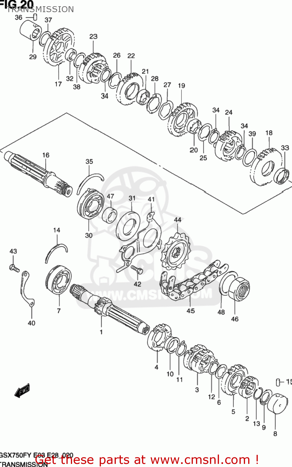 TRANSMISSION GSX750F KATANA 2003 (K3) USA (E03)
