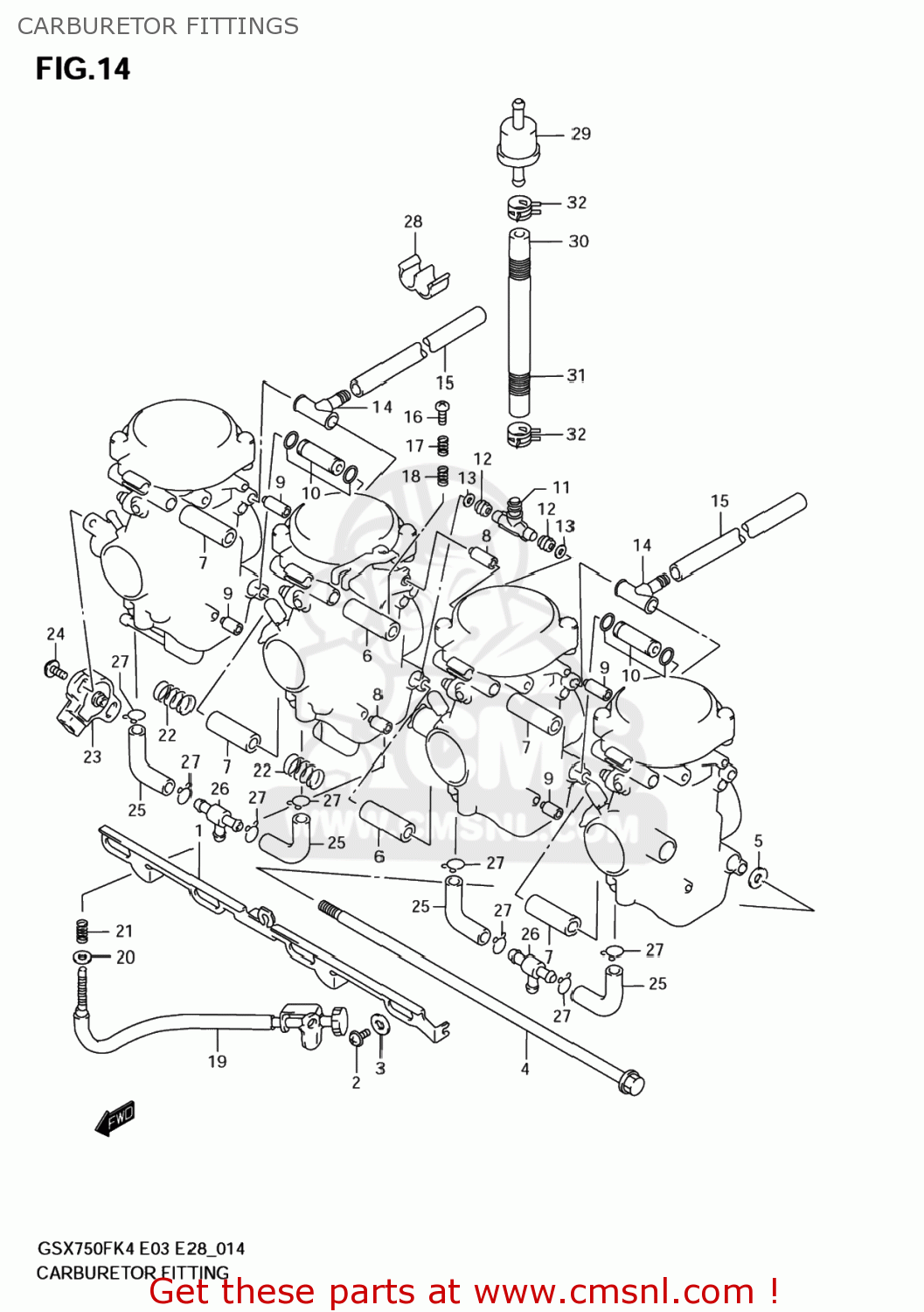 CARBURETOR FITTINGS GSX750F KATANA 2004 (K4) USA (E03)