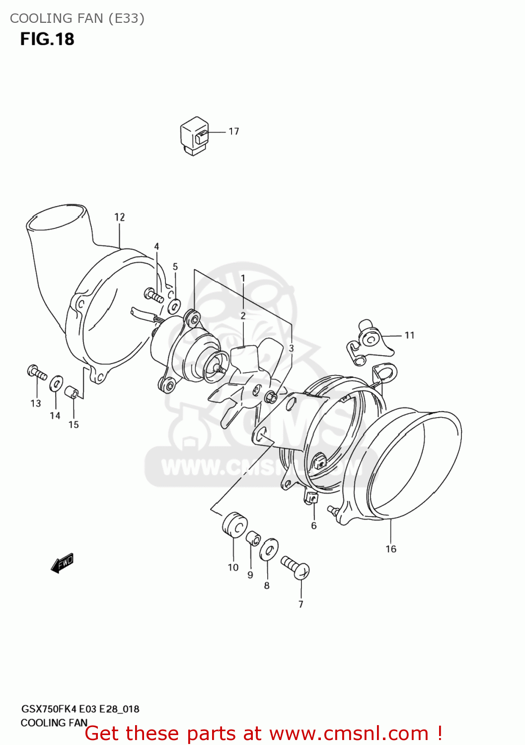 COOLING FAN (E33) GSX750F KATANA 2004 (K4) USA (E03)