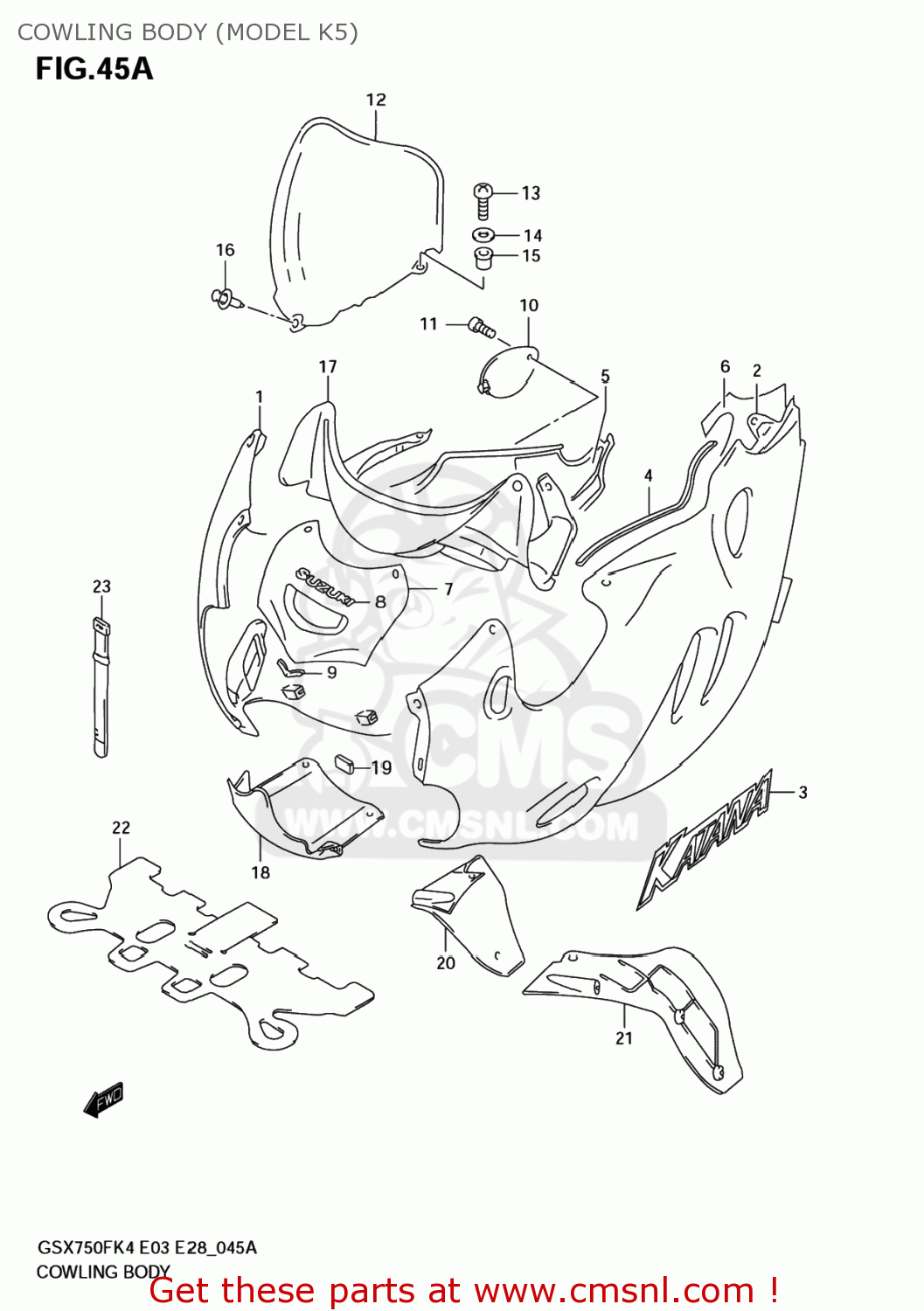 COWLING BODY (MODEL K5) GSX750F KATANA 2004 (K4) USA (E03)