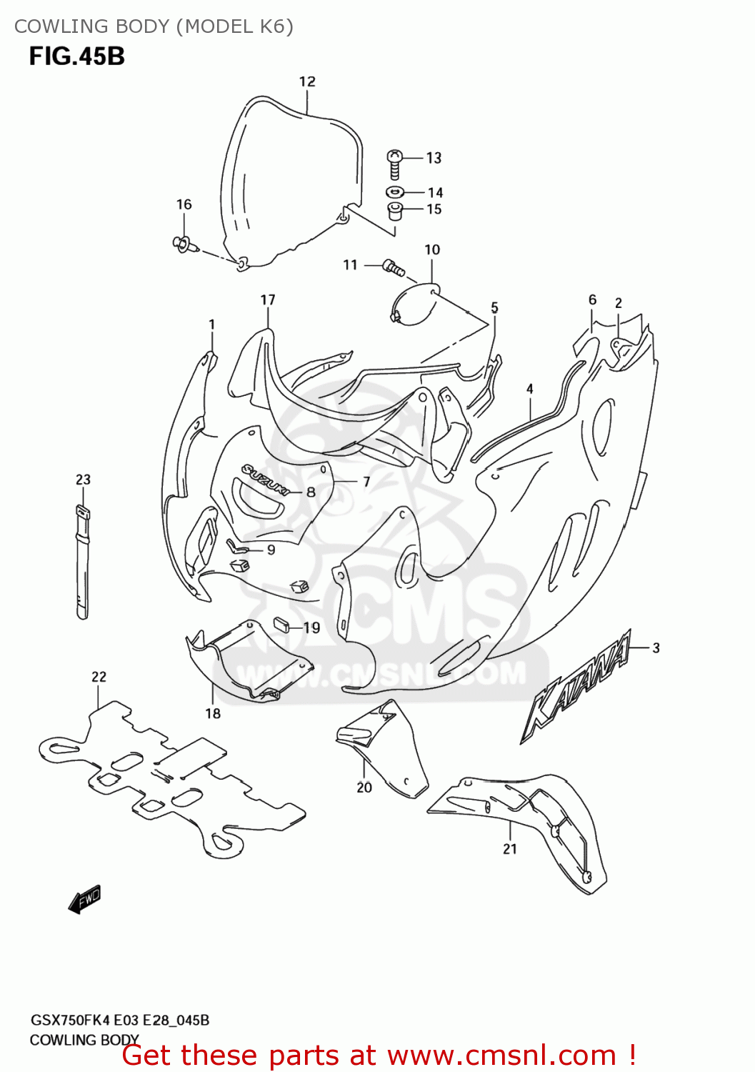 COWLING BODY (MODEL K6) GSX750F KATANA 2004 (K4) USA (E03)