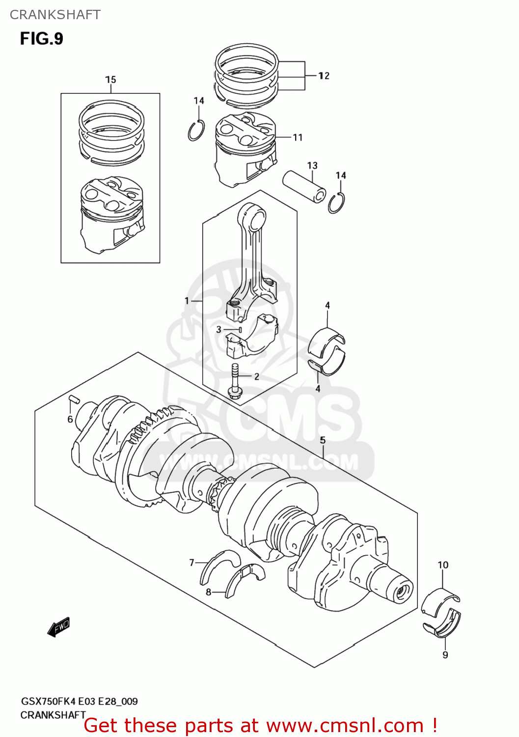 CRANKSHAFT GSX750F KATANA 2004 (K4) USA (E03)