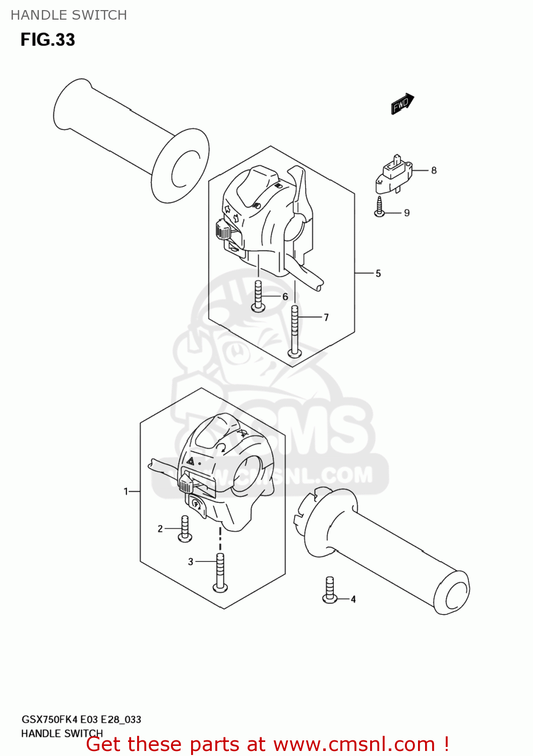 HANDLE SWITCH GSX750F KATANA 2004 (K4) USA (E03)