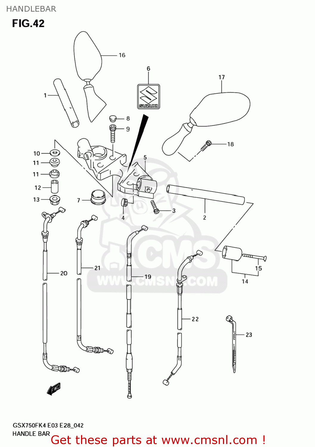 HANDLEBAR GSX750F KATANA 2004 (K4) USA (E03)