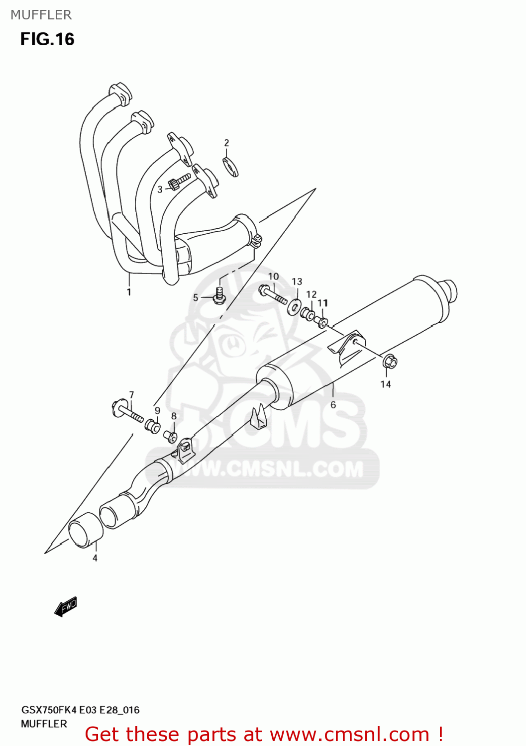MUFFLER GSX750F KATANA 2004 (K4) USA (E03)