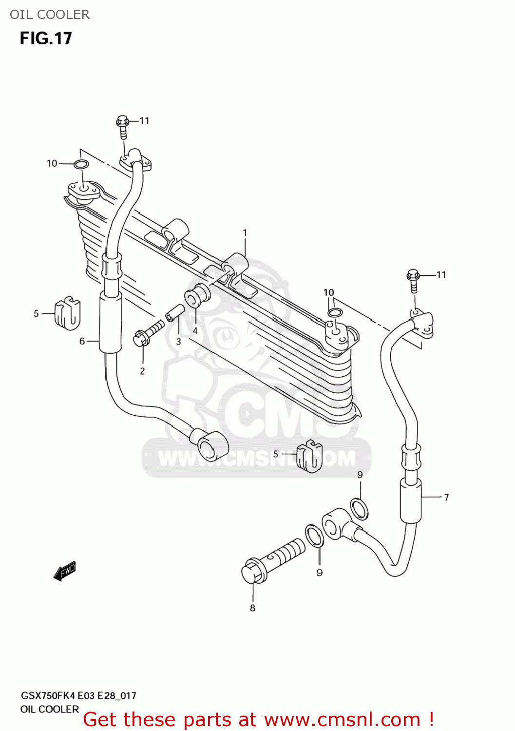 OIL COOLER GSX750F KATANA 2004 (K4) USA (E03)