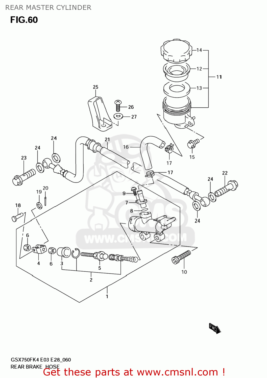 REAR MASTER CYLINDER GSX750F KATANA 2004 (K4) USA (E03)