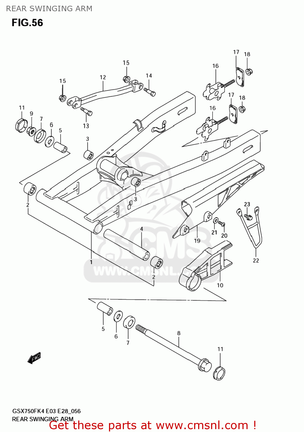 REAR SWINGING ARM GSX750F KATANA 2004 (K4) USA (E03)