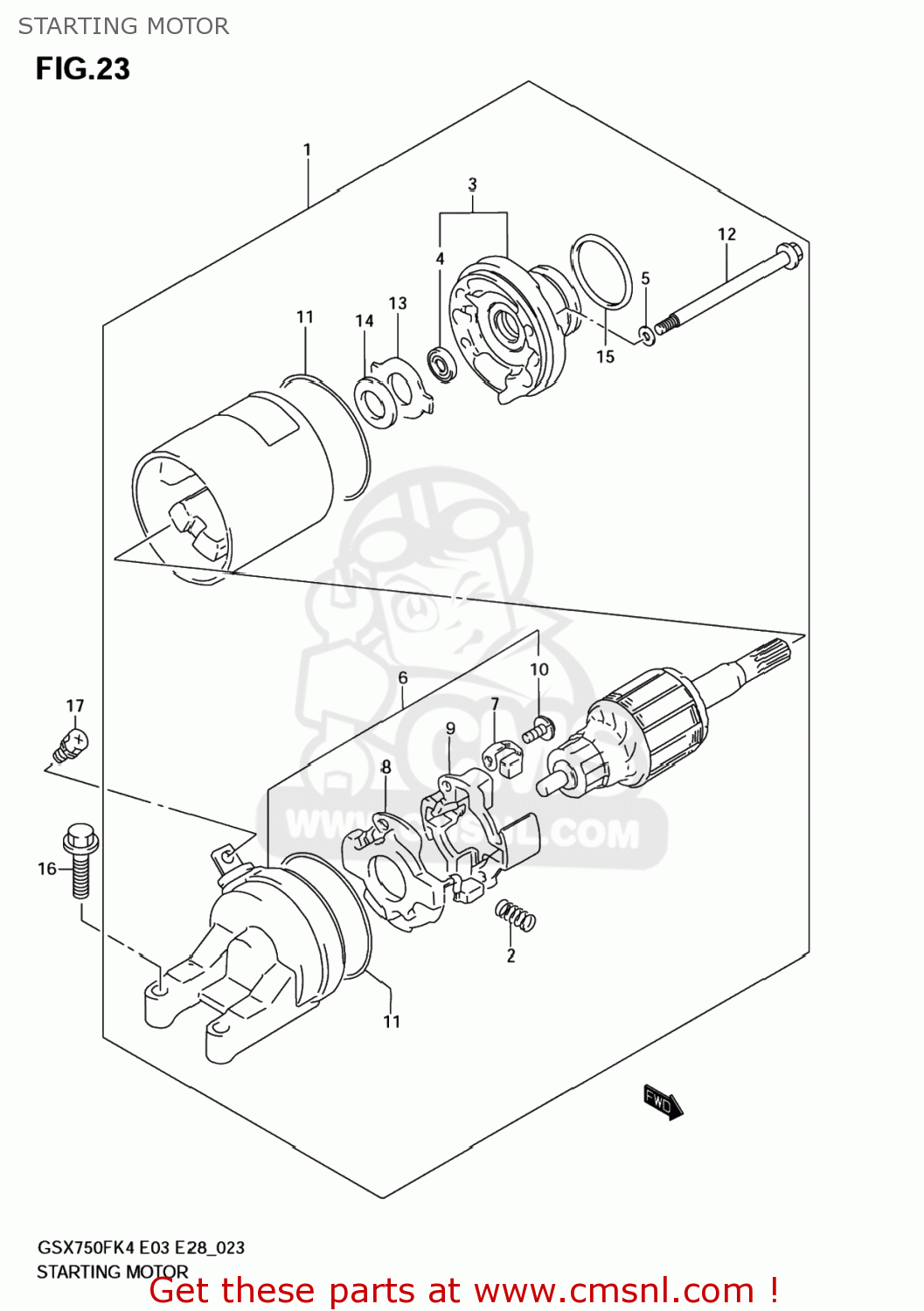 STARTING MOTOR GSX750F KATANA 2004 (K4) USA (E03)