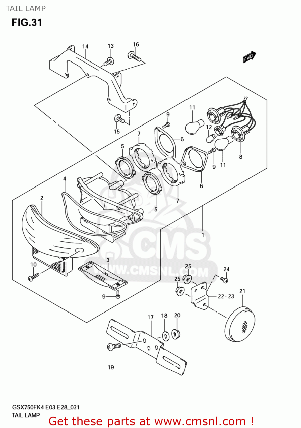 TAIL LAMP GSX750F KATANA 2004 (K4) USA (E03)