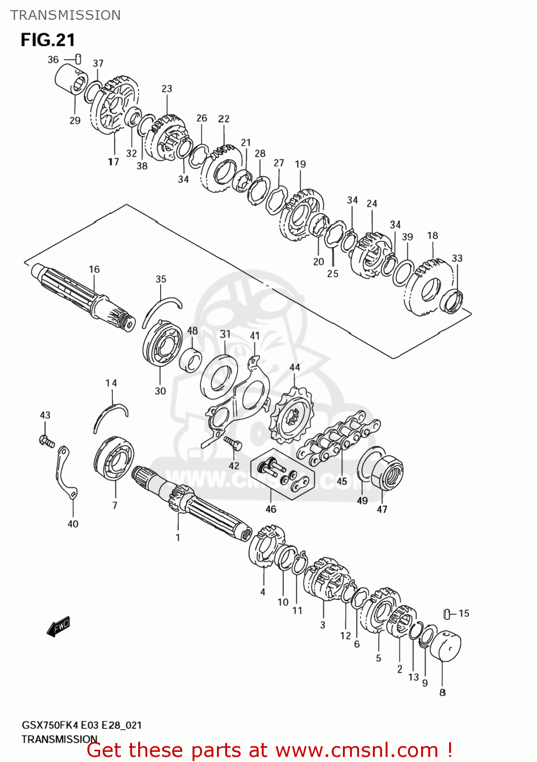 TRANSMISSION GSX750F KATANA 2004 (K4) USA (E03)