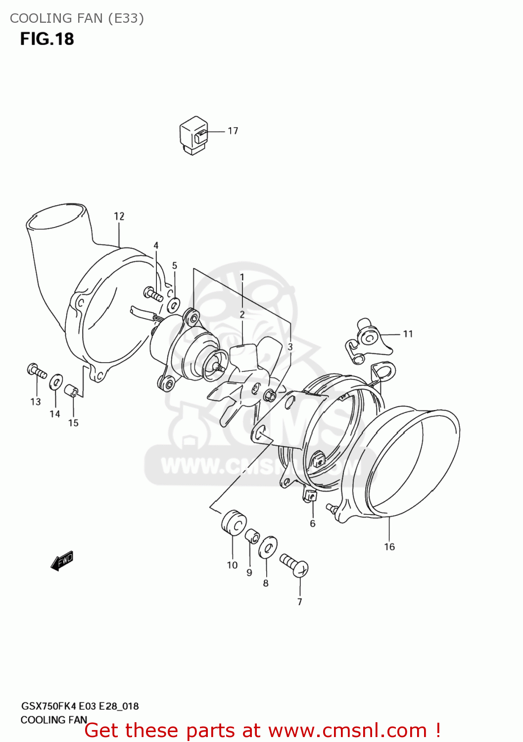 COOLING FAN (E33) GSX750F KATANA 2005 (K5) USA (E03)