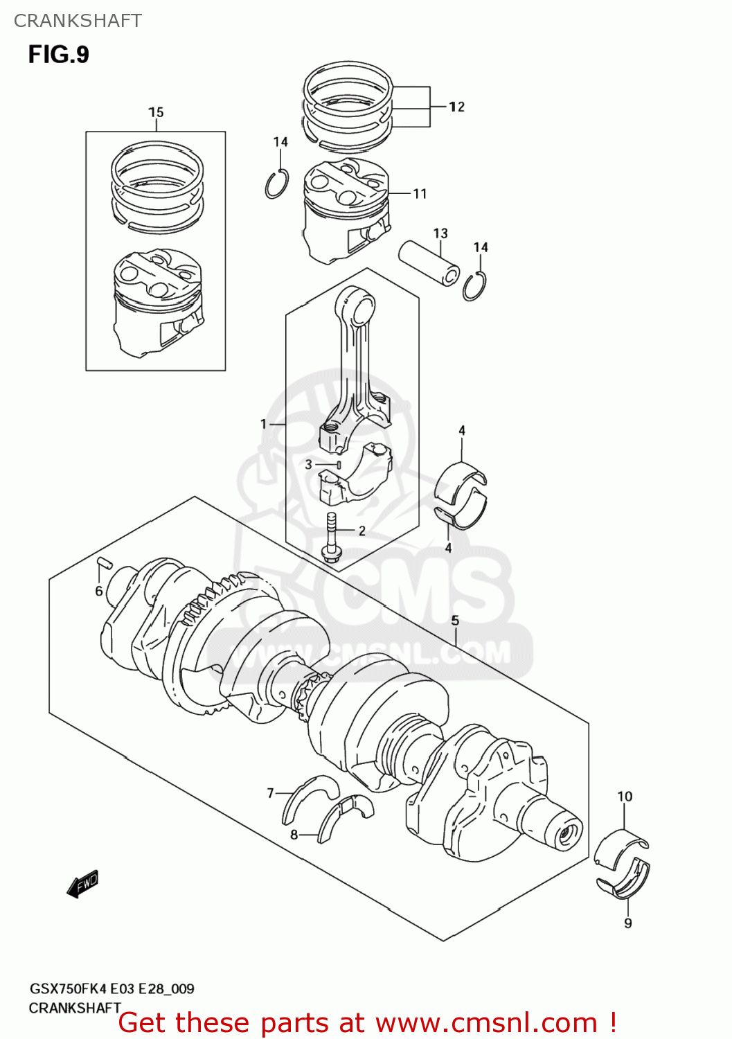 CRANKSHAFT GSX750F KATANA 2005 (K5) USA (E03)