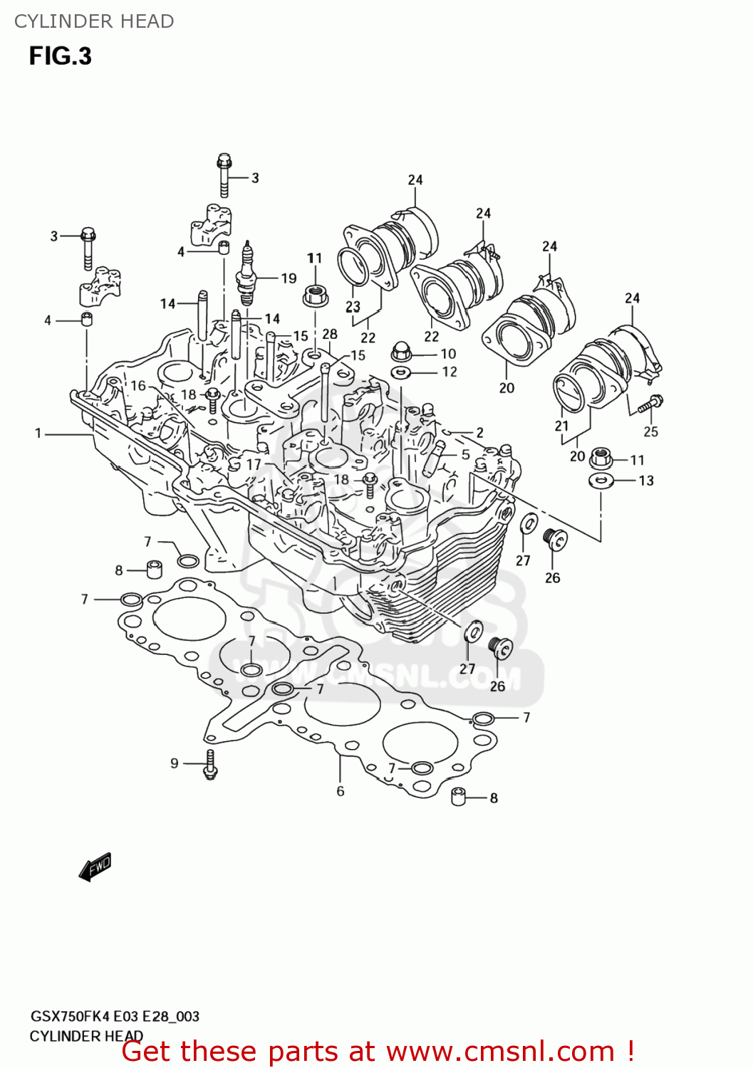 CYLINDER HEAD GSX750F KATANA 2005 (K5) USA (E03)