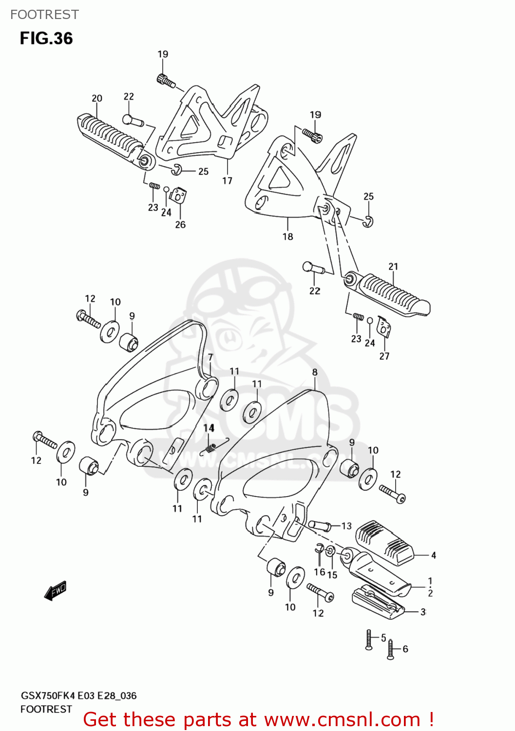 FOOTREST GSX750F KATANA 2005 (K5) USA (E03)