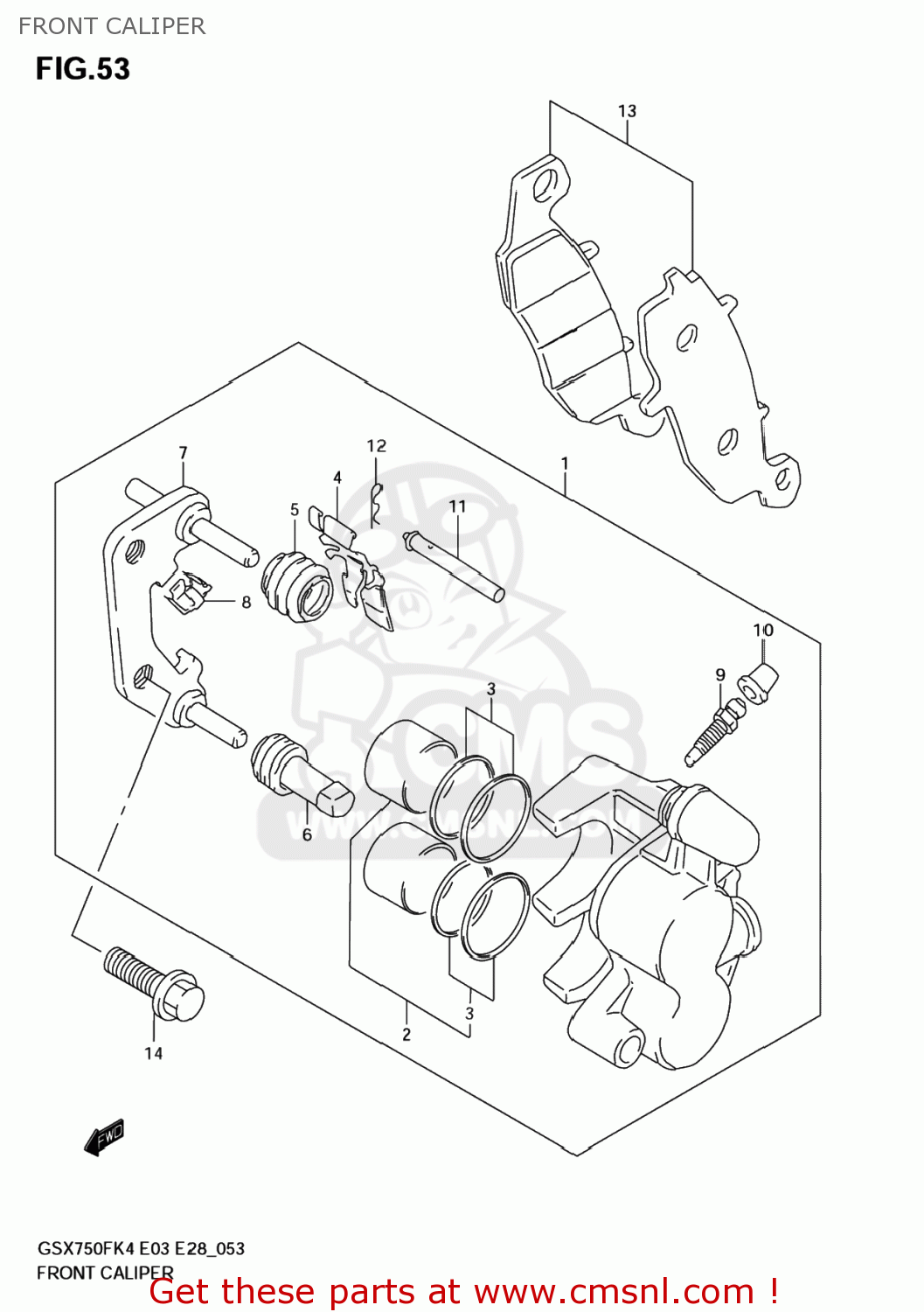 FRONT CALIPER GSX750F KATANA 2005 (K5) USA (E03)