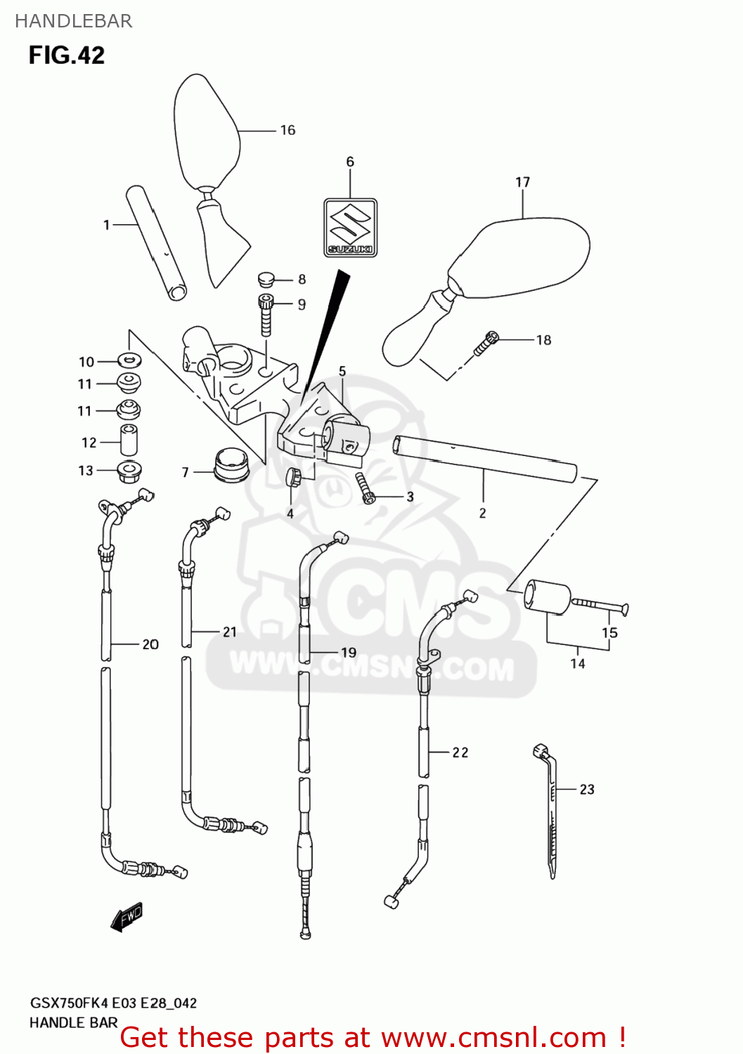 HANDLEBAR GSX750F KATANA 2005 (K5) USA (E03)