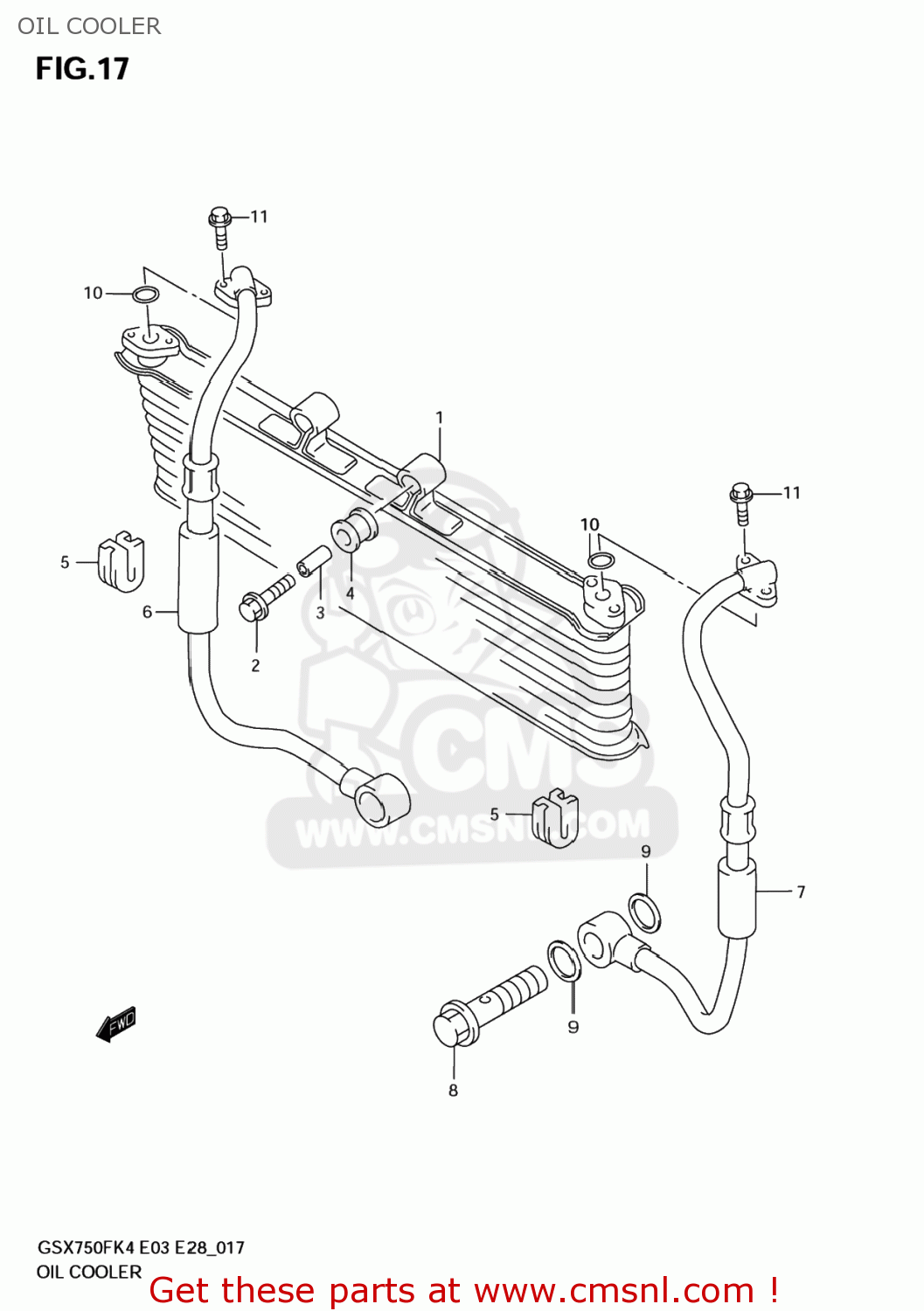 OIL COOLER GSX750F KATANA 2005 (K5) USA (E03)