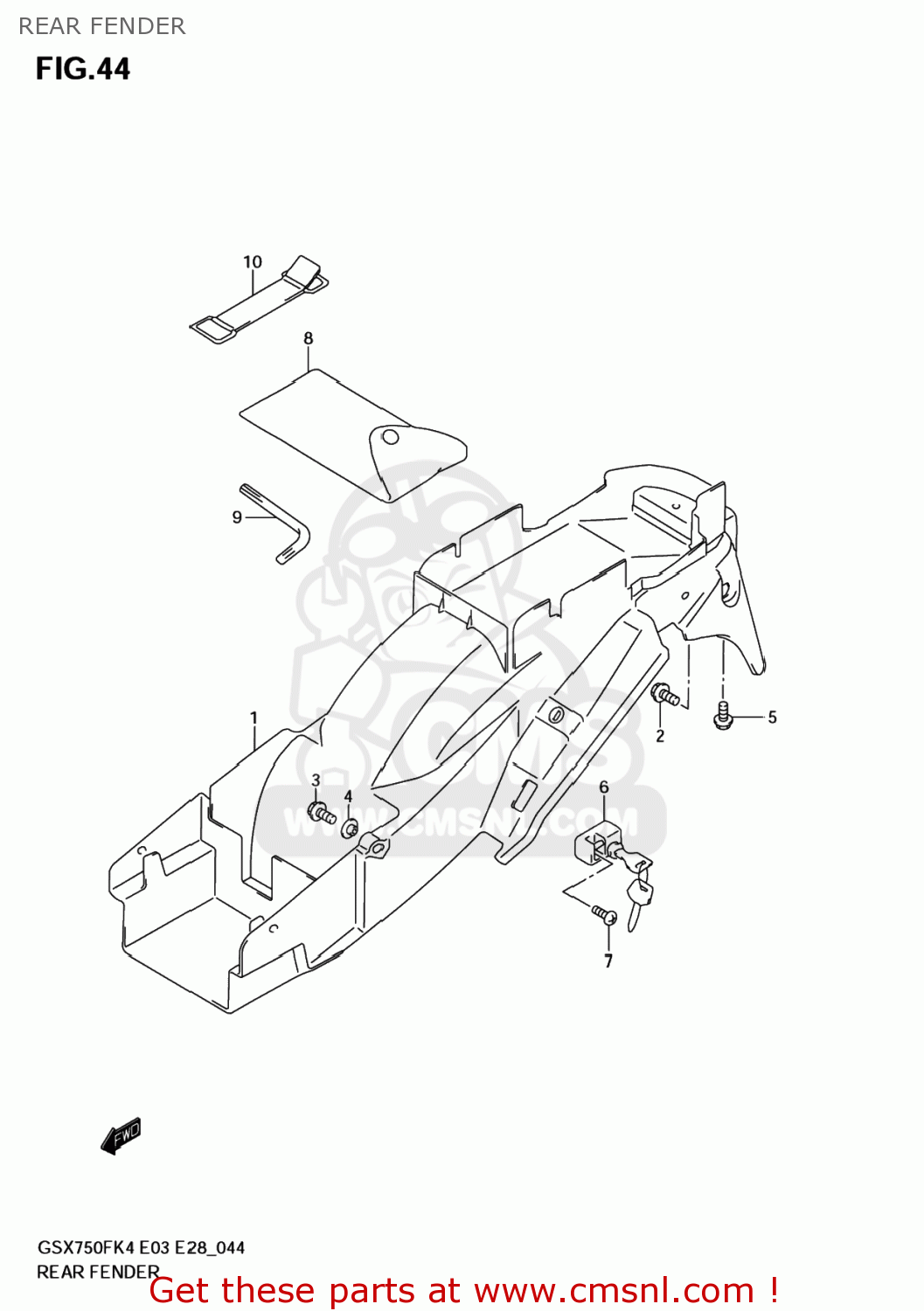 REAR FENDER GSX750F KATANA 2005 (K5) USA (E03)