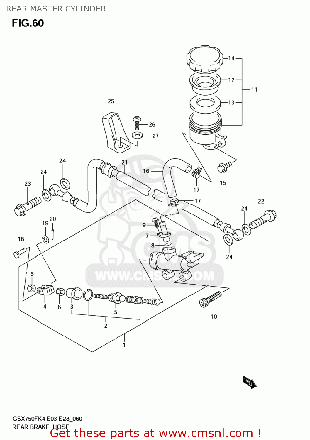 REAR MASTER CYLINDER GSX750F KATANA 2005 (K5) USA (E03)
