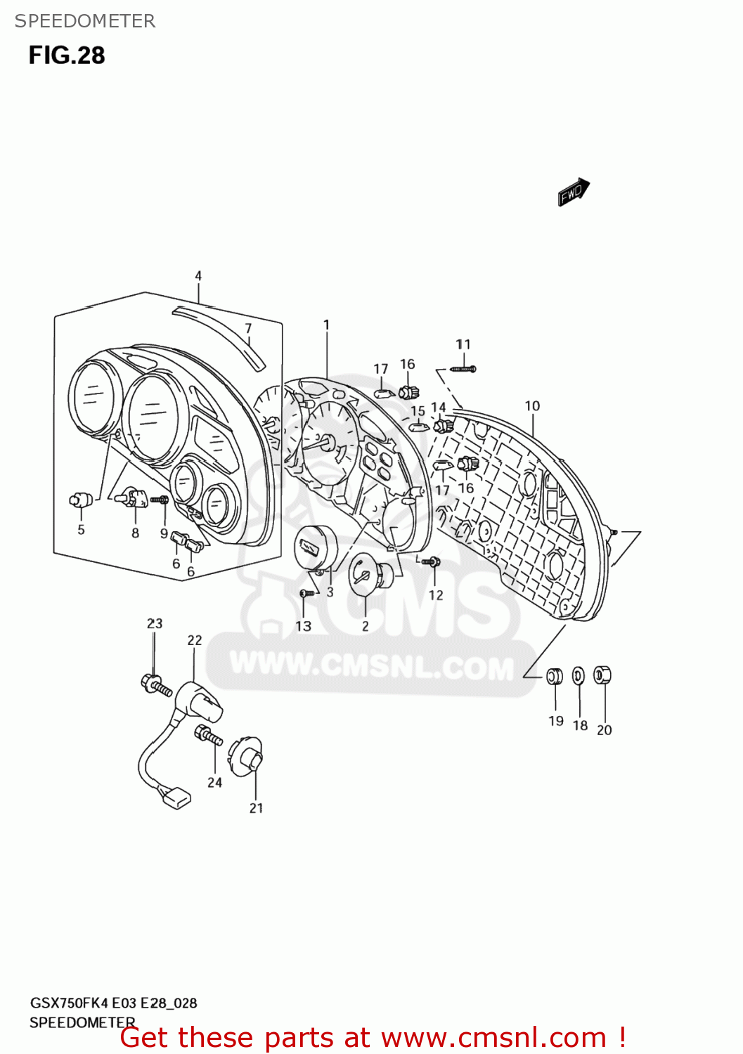 SPEEDOMETER GSX750F KATANA 2005 (K5) USA (E03)