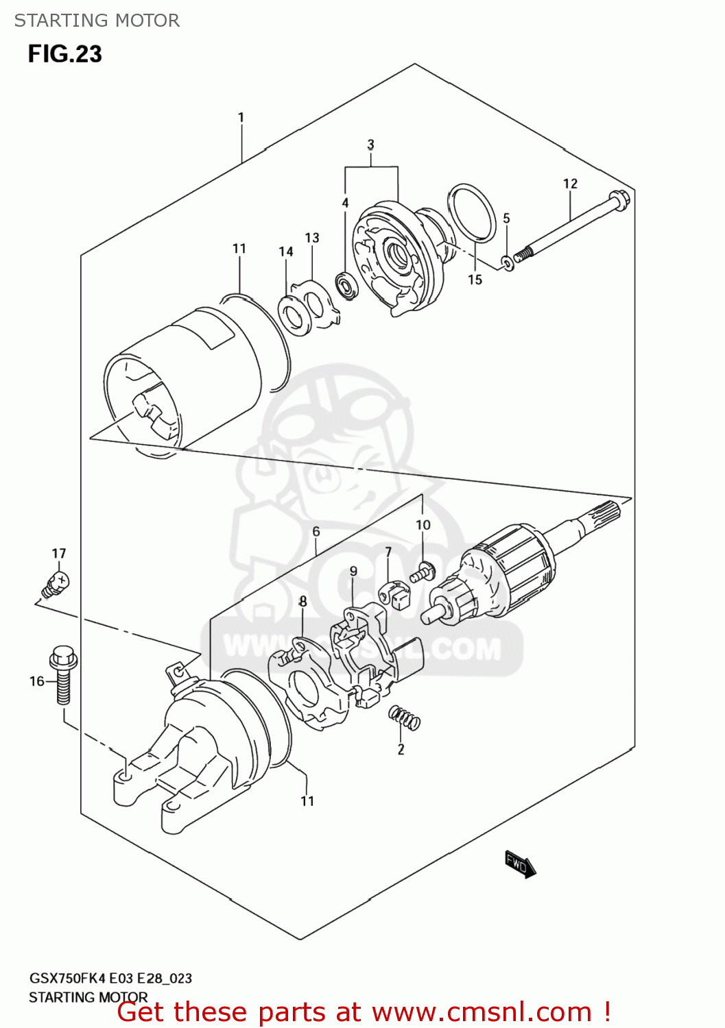 STARTING MOTOR GSX750F KATANA 2005 (K5) USA (E03)