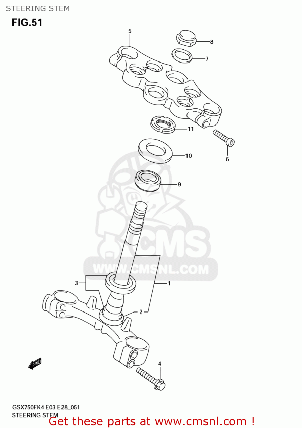 STEERING STEM GSX750F KATANA 2005 (K5) USA (E03)
