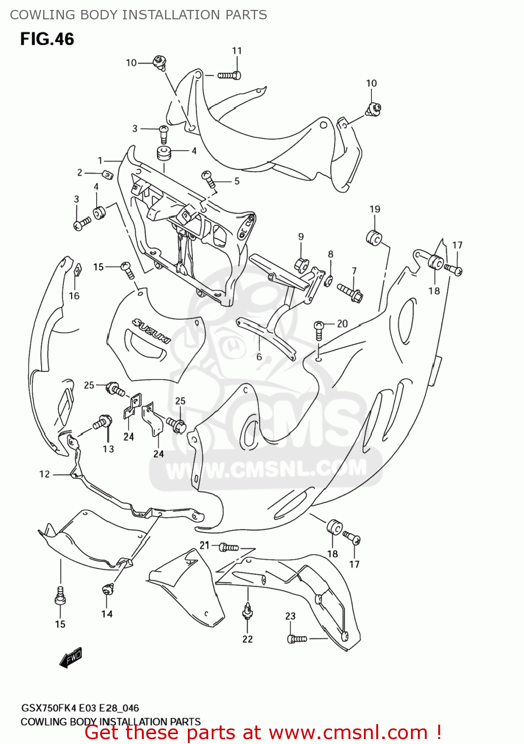 COWLING BODY INSTALLATION PARTS GSX750F KATANA 2006 (K6) USA (E03)