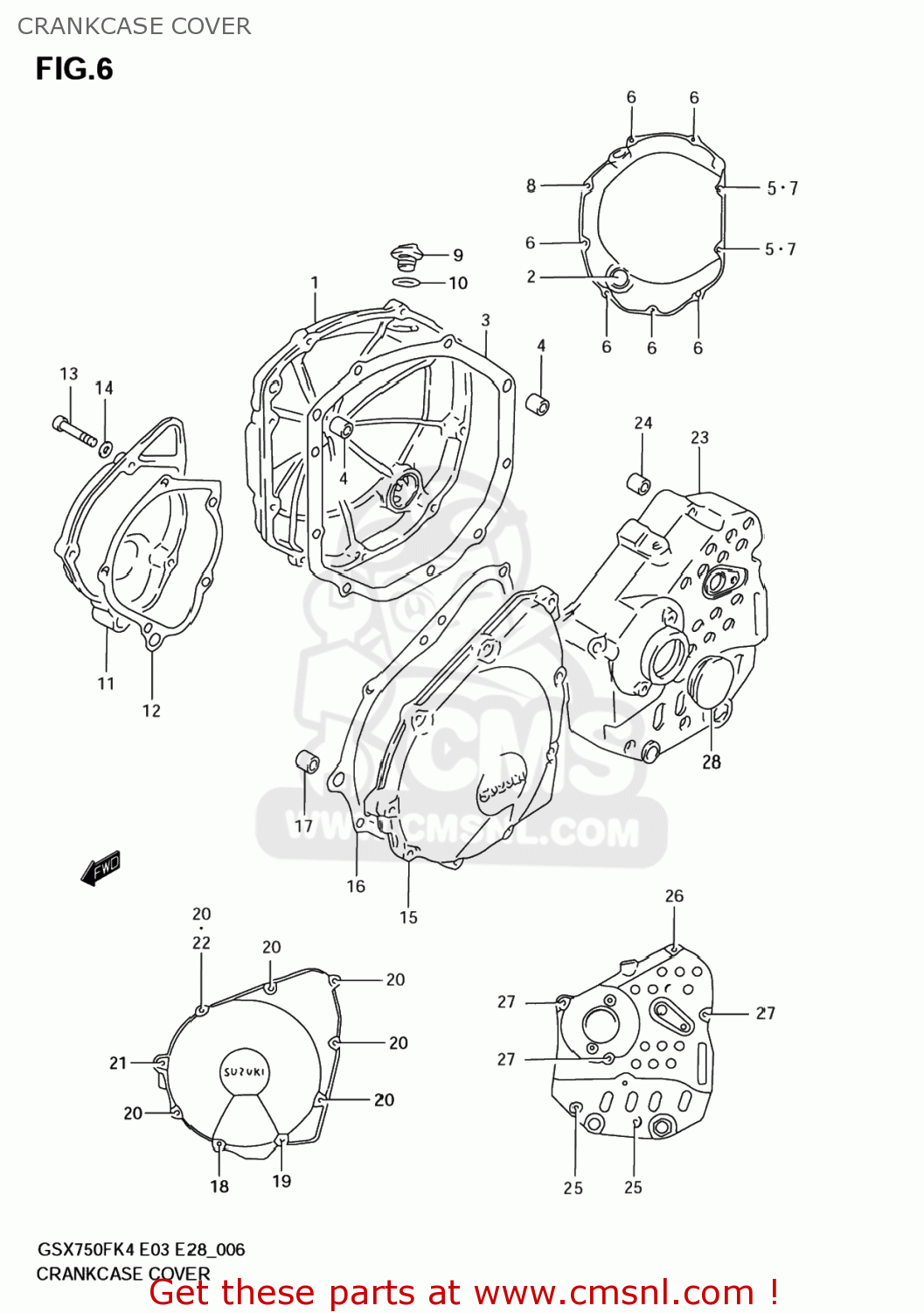 CRANKCASE COVER GSX750F KATANA 2006 (K6) USA (E03)