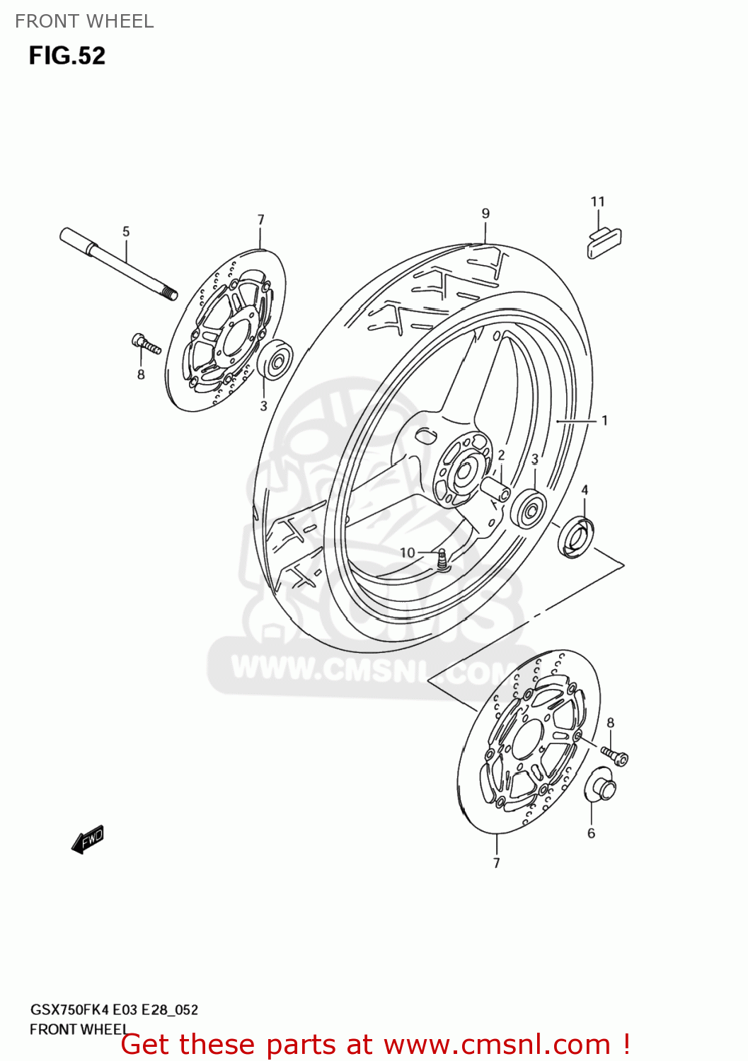 FRONT WHEEL GSX750F KATANA 2006 (K6) USA (E03)