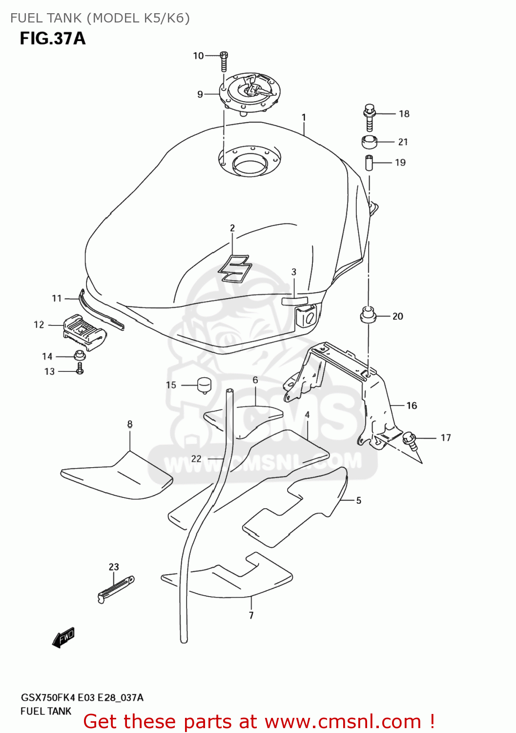 FUEL TANK (MODEL K5/K6) GSX750F KATANA 2006 (K6) USA (E03)