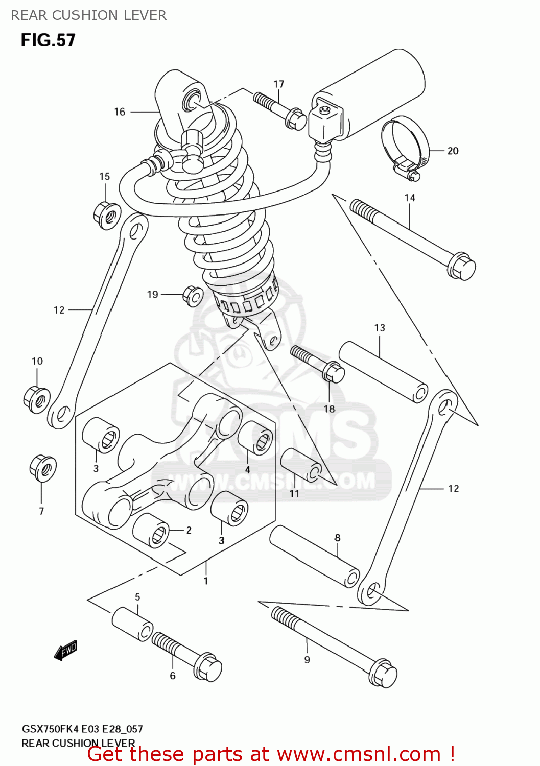 REAR CUSHION LEVER GSX750F KATANA 2006 (K6) USA (E03)