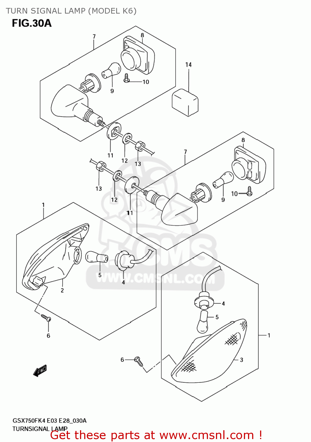 TURN SIGNAL LAMP (MODEL K6) GSX750F KATANA 2006 (K6) USA (E03)