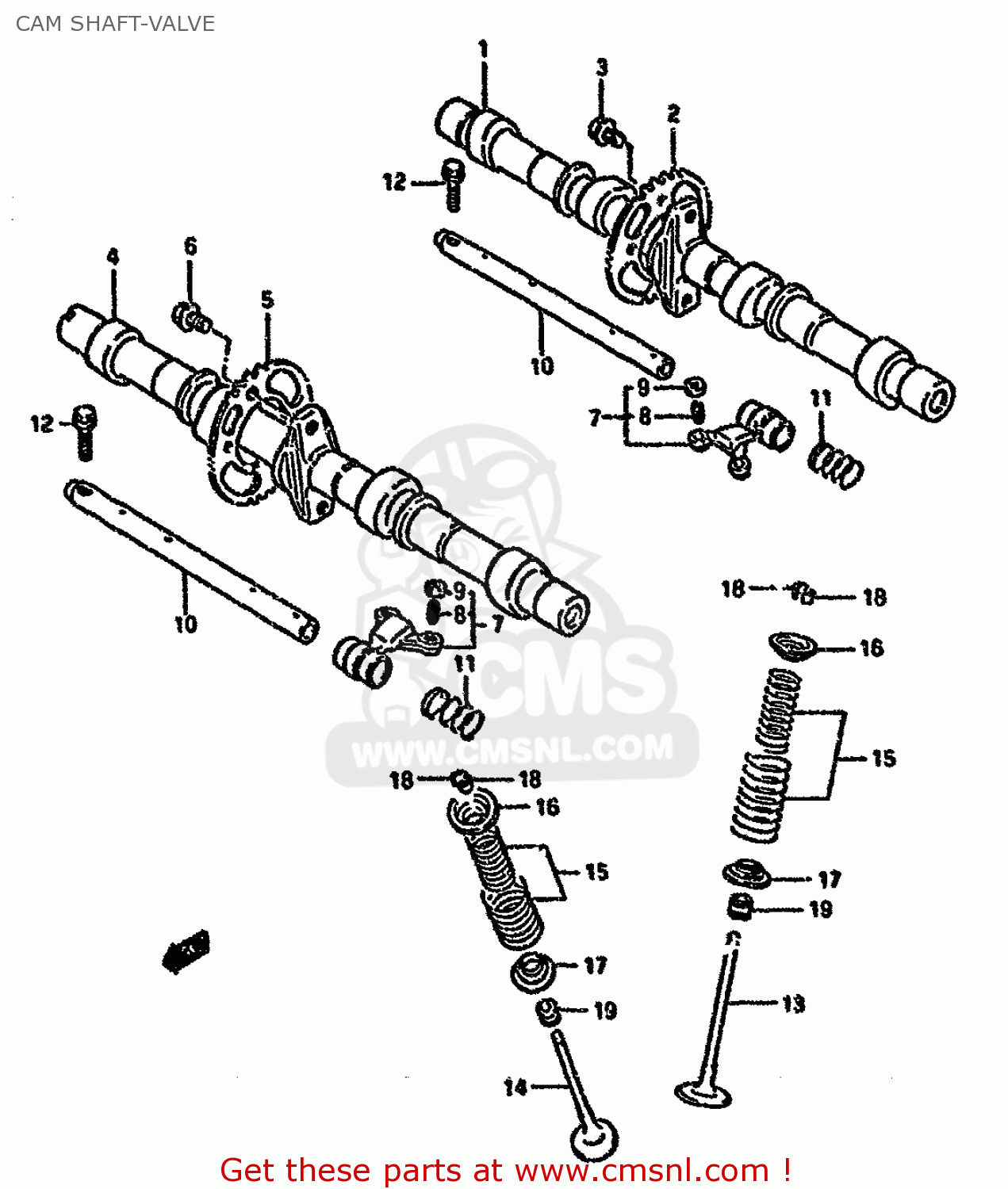 CAM SHAFT-VALVE GSX750FSK 1996 (T) BRAZIL (E37)