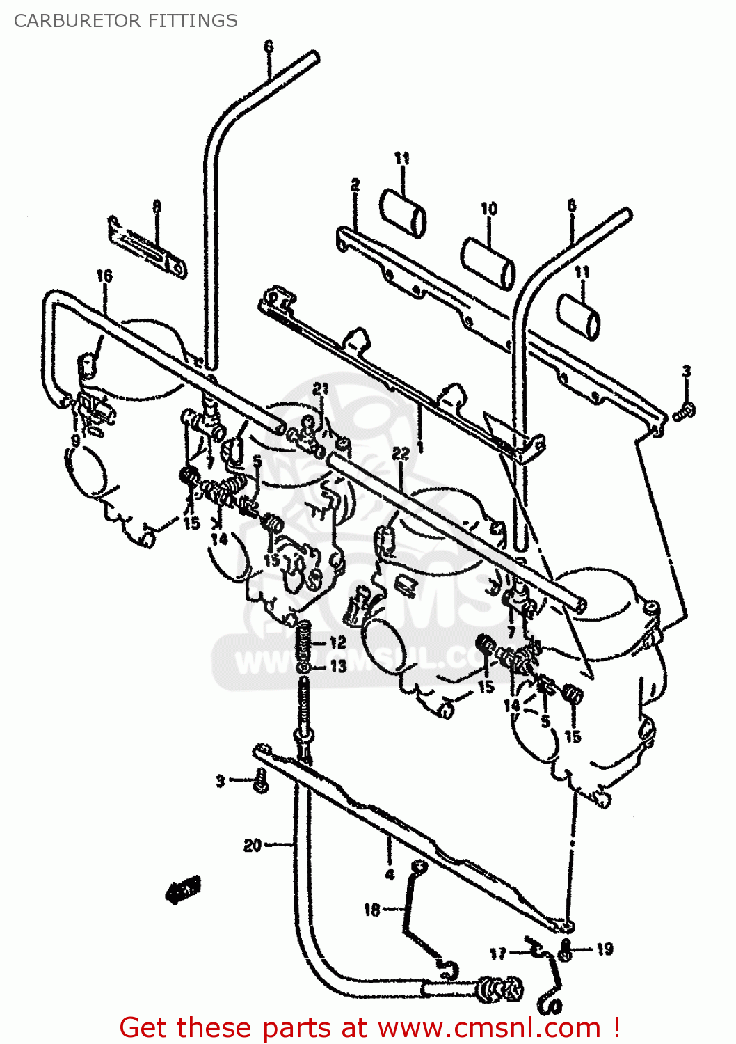 CARBURETOR FITTINGS GSX750FSK 1996 (T) BRAZIL (E37)