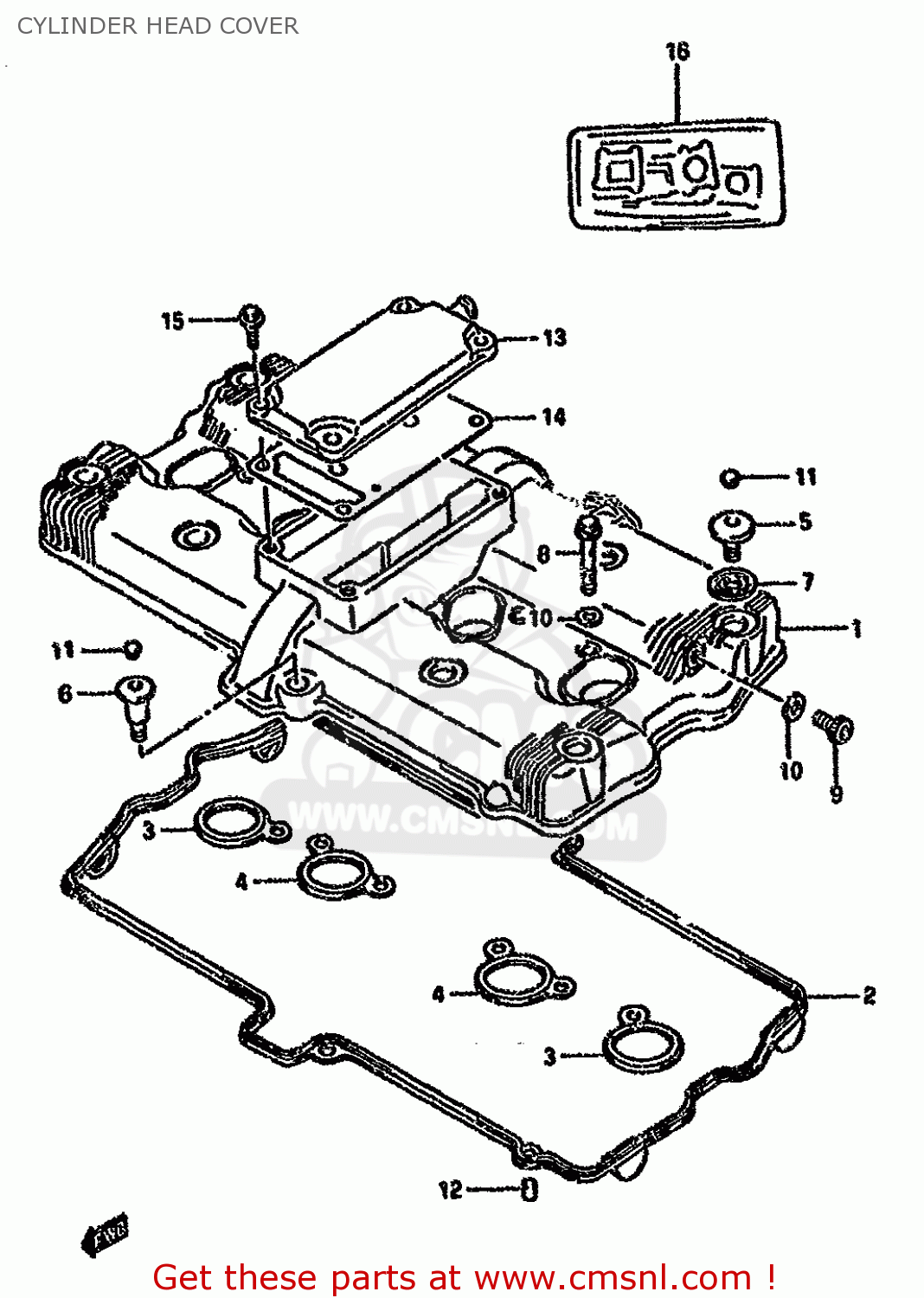 CYLINDER HEAD COVER GSX750FSK 1996 (T) BRAZIL (E37)